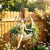 Space Saving Plant Display Ballet Dancer Hanging Planter, Ballerina Sitting on Crescent Pot, Decorative Indoor Outdoor Holder Resin Flower Pot