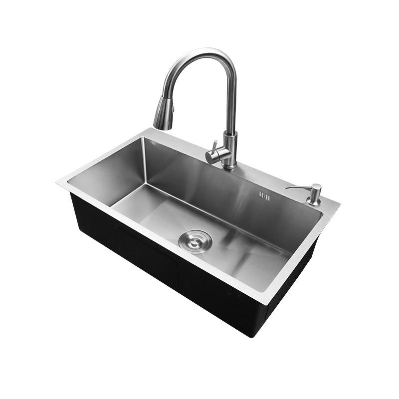 Large Countertop Vegetable Washing Sink - Brushed Handmade Thickened 304 Stainless Steel Single Bowl Undermount Basin