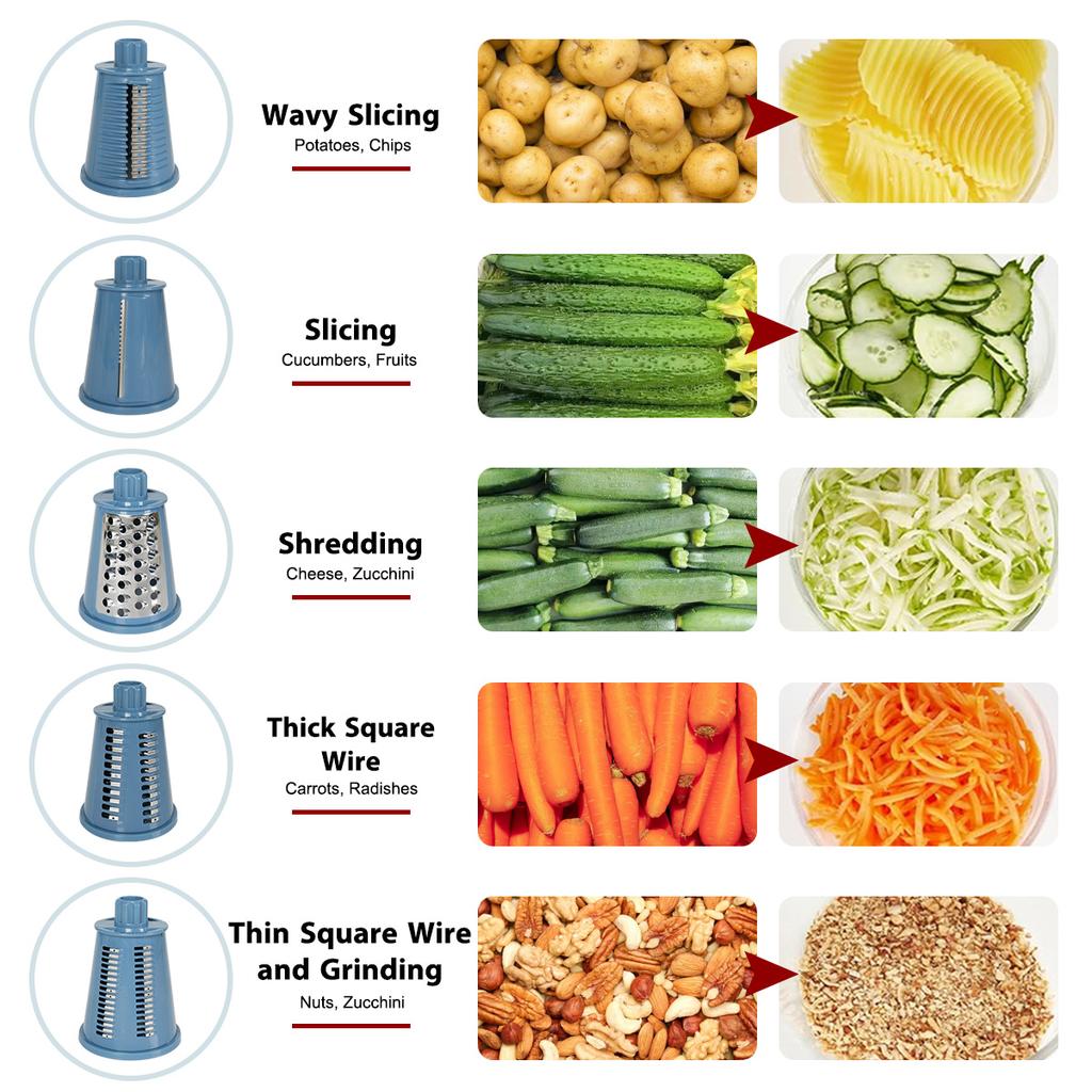 Manual Rotary Cheese Grater Round Tumbling Box Shredder Drum Multifunctional Fruit & Vegetable Cutter with Handle