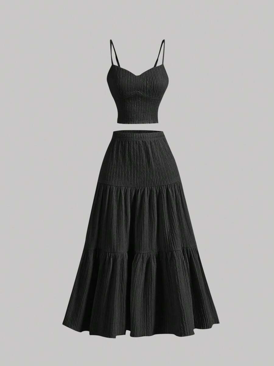 Летний Новый Женский Повседневный Элегантный Утягивающий Платье-Костюм с Высокой Талией S чёрный