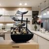 Tabletop Water Fountain, Automatic Pump, Deep Basin & Natural River Rocks. Indoor Zen Relaxation for Office, Living Room