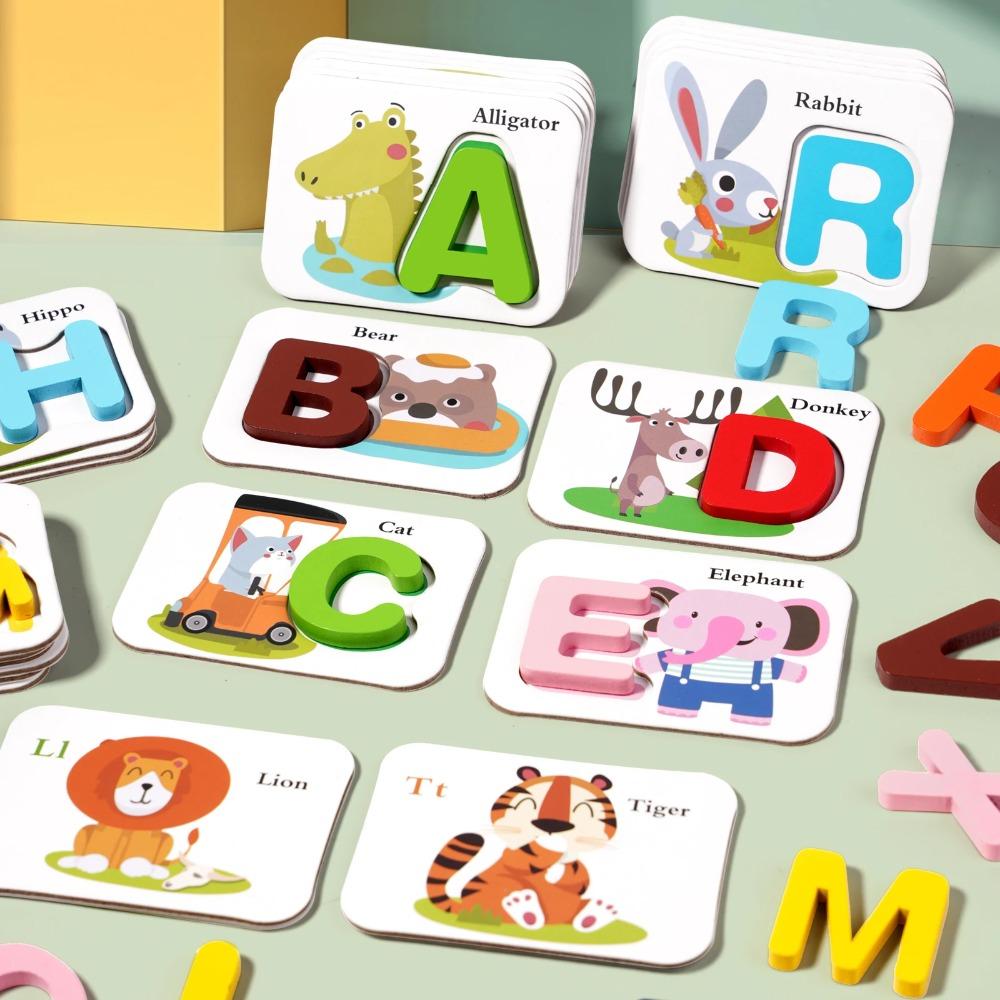 Alphabet Flash Cards Set 26pcs Alphabet Flash Cards Set - Educational Letter Puzzle for Early Learning, Cognitive Memory Game