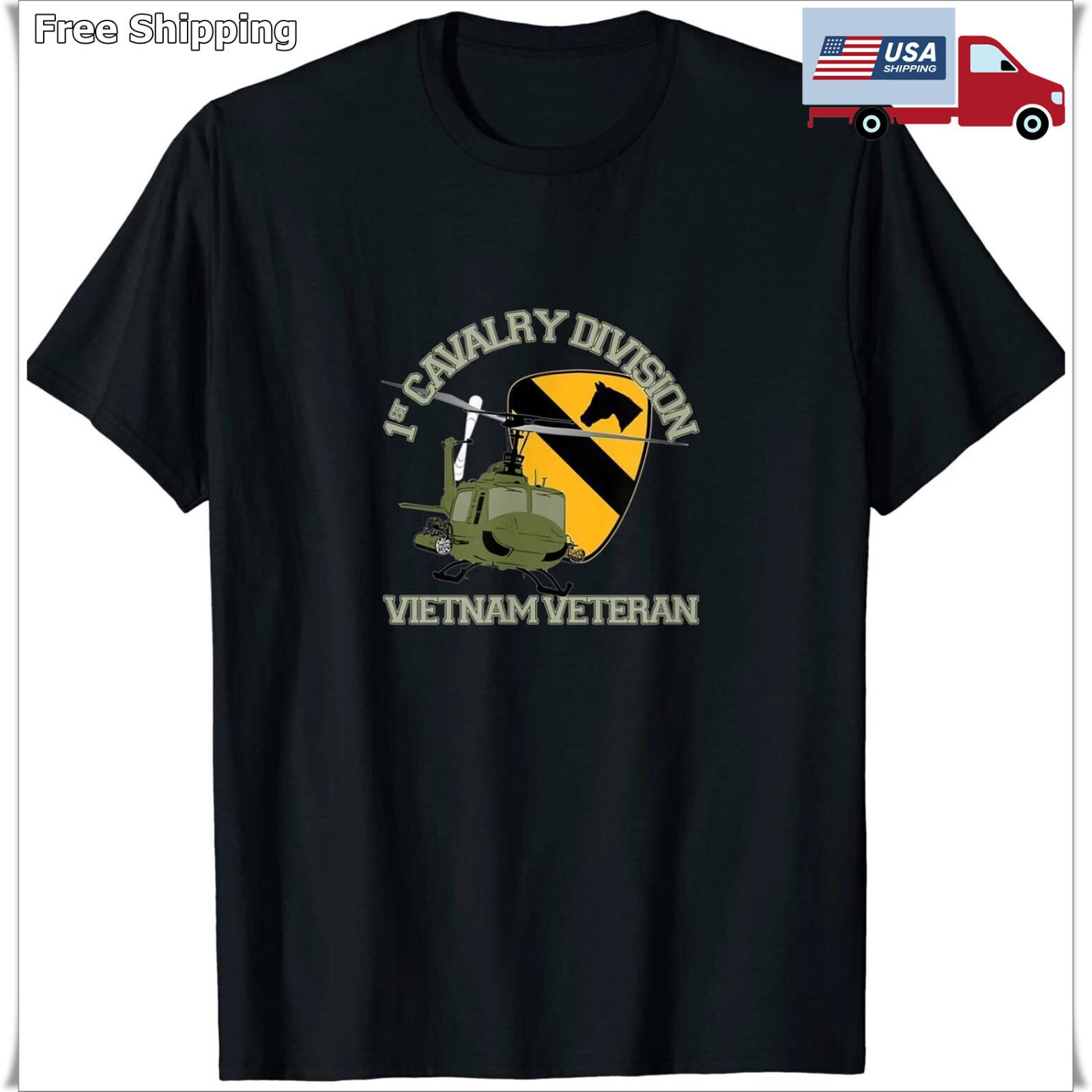 NEW LIMITED 1st Cavalry Division Vietnam Veteran UH1 Gunship Veteran Day T-Shirt M