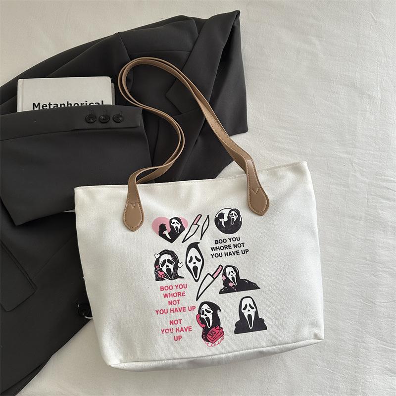 

Tote bag female ins style student large-capacity canvas bag, class shoulder bag versatile shopping bag