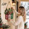 Candy Cane Holiday Sign Christmas Door Joy Hanging Wooden Sign Gingerbread Wreath Mason Decorative Wood Board for Windows Jar Welcome Front