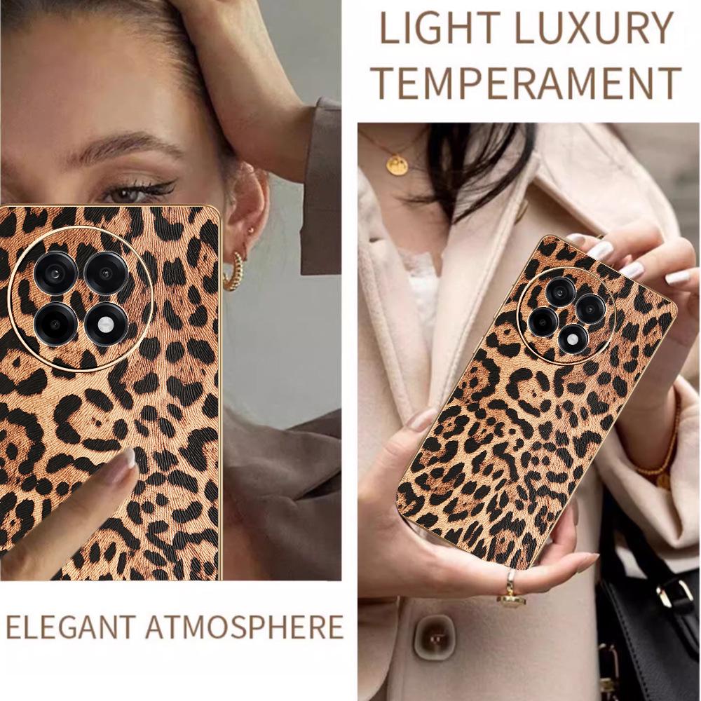 Leopard Print & Checkered Leather OnePlus ACE5/NORD4 Drop-proof Phone Case