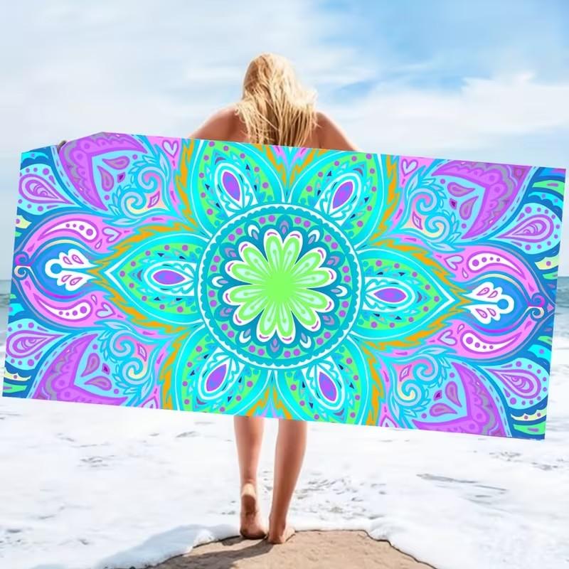 Bohemisk Regnbåge Mandala Strandhandduk Mikrofiber Snabbtorkande Absorberande Sandfri Sommar Pool Badhandduk