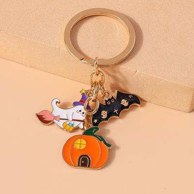 New Enamel Halloween Pumpkin Keychain Ghost Bat Key Ring Pendants for Car Key Holder Women Girls Handbag Decor Jewelry Gifts