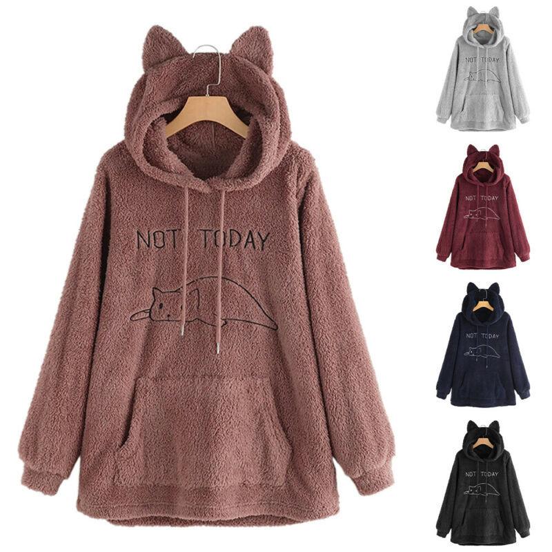 ▪ Hoodies Sweatshirt Jumper Warm Hoody Pocket Baggy Top Plus Ladies