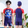 2026 Kids' Quick-Dry Cartoon Swimwear: Short Sleeve, Sun-Protective, Customizable for Boys.
