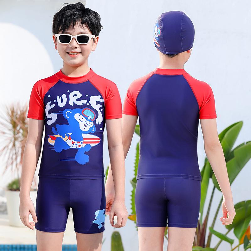 2026 Kids  Quick-Dry Cartoon Swimwear: Short Sleeve, Sun-Protective, Customizable for Boys. 150