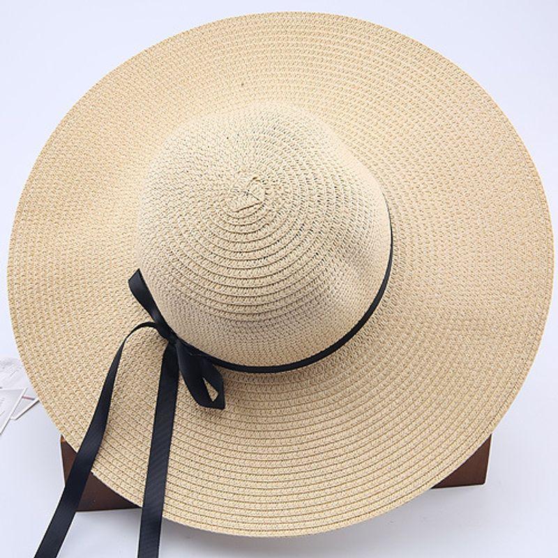 

Sweet Straw Hat Sun Hat for Women 2025 New Arrival Summer Seaside Beach Big Brim Sun-Proof Sun Hat Bucket Hat Beige All yards