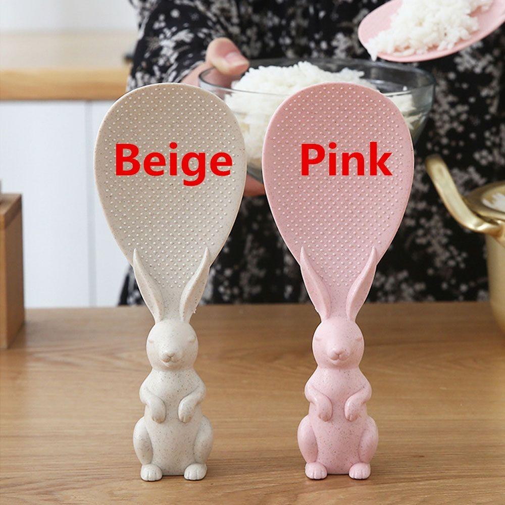 Plastic Wheat Straw Rice Spoon Cute Rabbit Rice Shovel Hot Rice Spoon  Home Kitchen