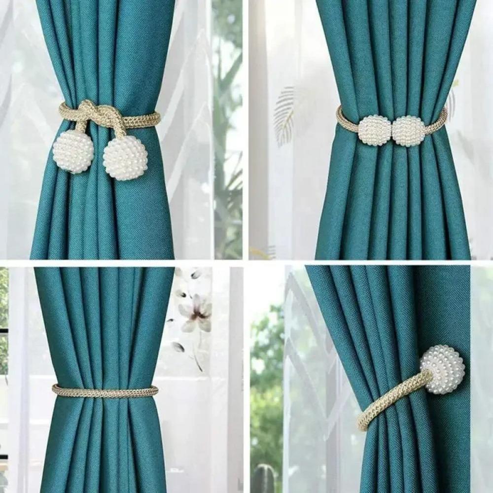 2pcs Pearl Magnetic Curtain Clip Curtain Holders Tie Back Buckle Clips Hanging Ball Buckle Tie Back Curtain Decor Accessories