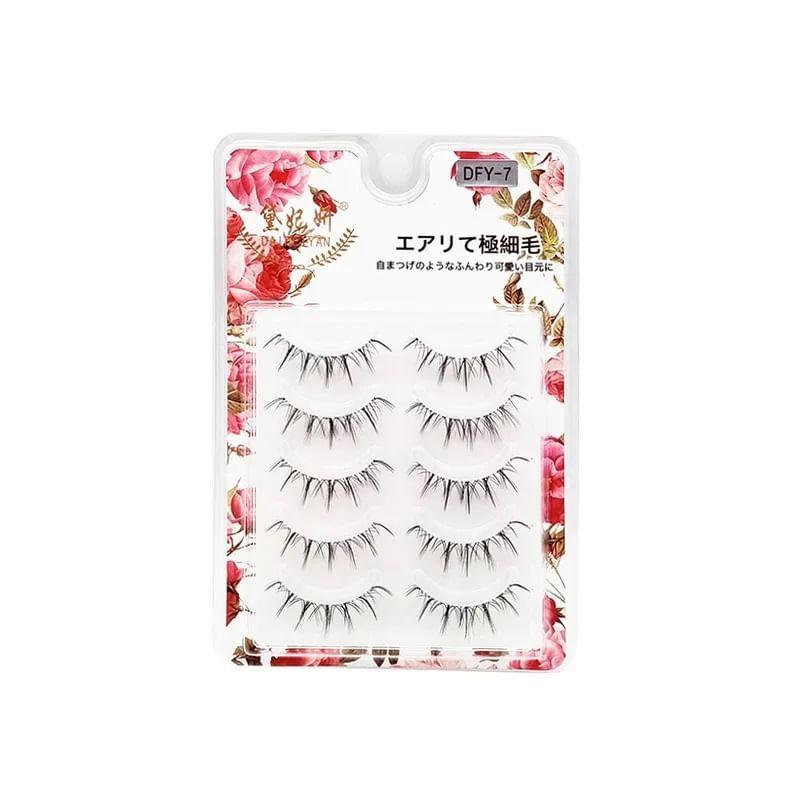 Lashie - Set mit 5 Paaren: Natürliche, zarte Falsche Wimpern mit transparentem Band