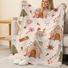 Lightweight Flannel Blanket – Cute Gingerbread Man Theme, Soft Warm Cozy, Versatile for Home Winter & Christmas Use