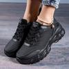 Sneakers Women Shoes Breathable Casual Flat Lace Up Black Chunky Sneakers Non-slip Walking Platform Shoes