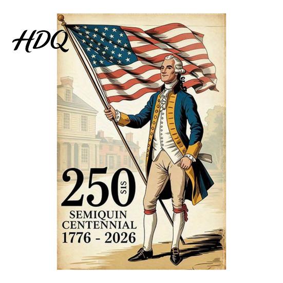250th Anniversary Flag America Garden 250 Years of Freedom Patriotic Banner Outdoor Decoration 4th July Yard Sign for Independence Day Memorial
