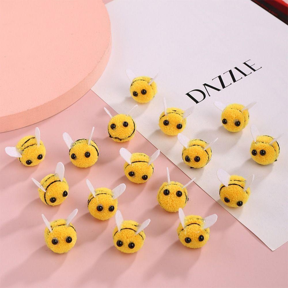 10 Stück Kleidung Dekoration Gelber Wollfilz Kleine Biene Filzball Niedliche Künstliche Bienen Bastelarbeiten Kreative Mini-Biene Kleidung Dekoration