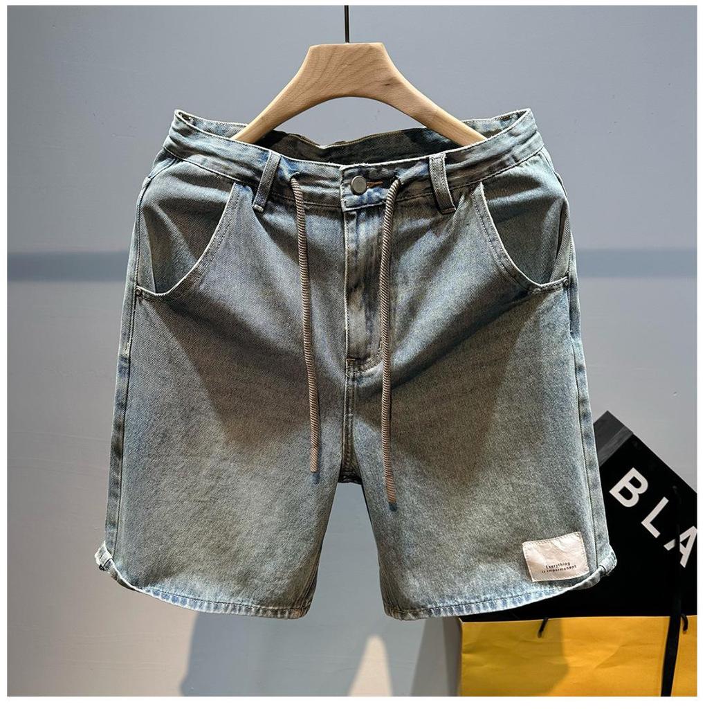 Men's Summer Straight Blue Thin Five-Point Jeans Shorts