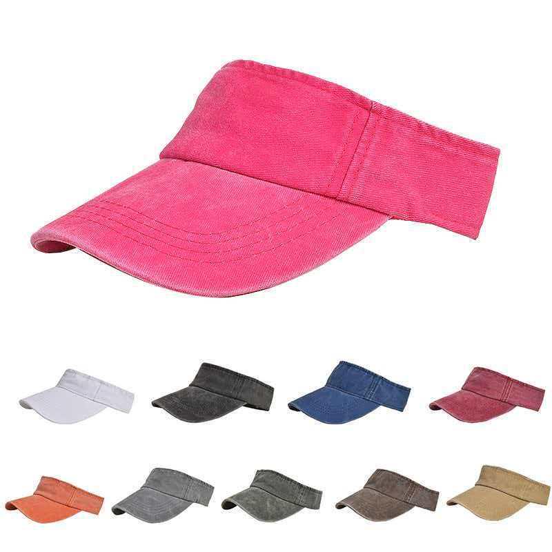 Cross-border Washed Cotton Denim Visor Cap: Casual Retro Duckbill Cap & Sun Hat