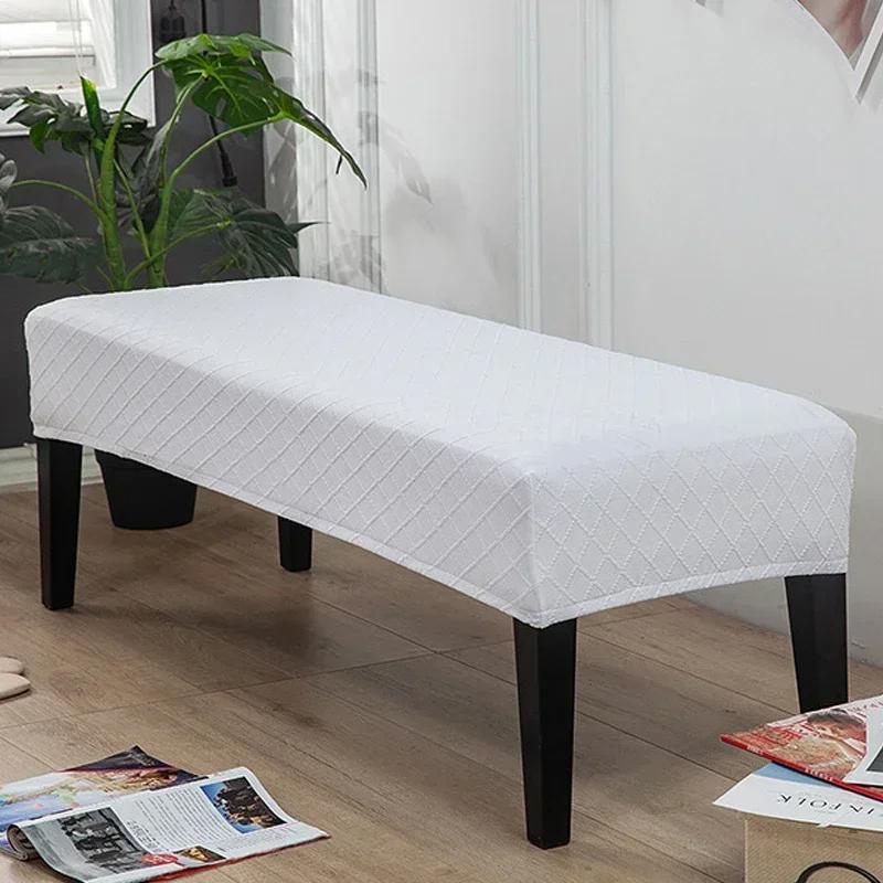 Jacquard Piano Chair Cover Stretch Jacquard Dining Bench Covers Rectangular Solid Color Thickened Stool Seat Cover 1PC
