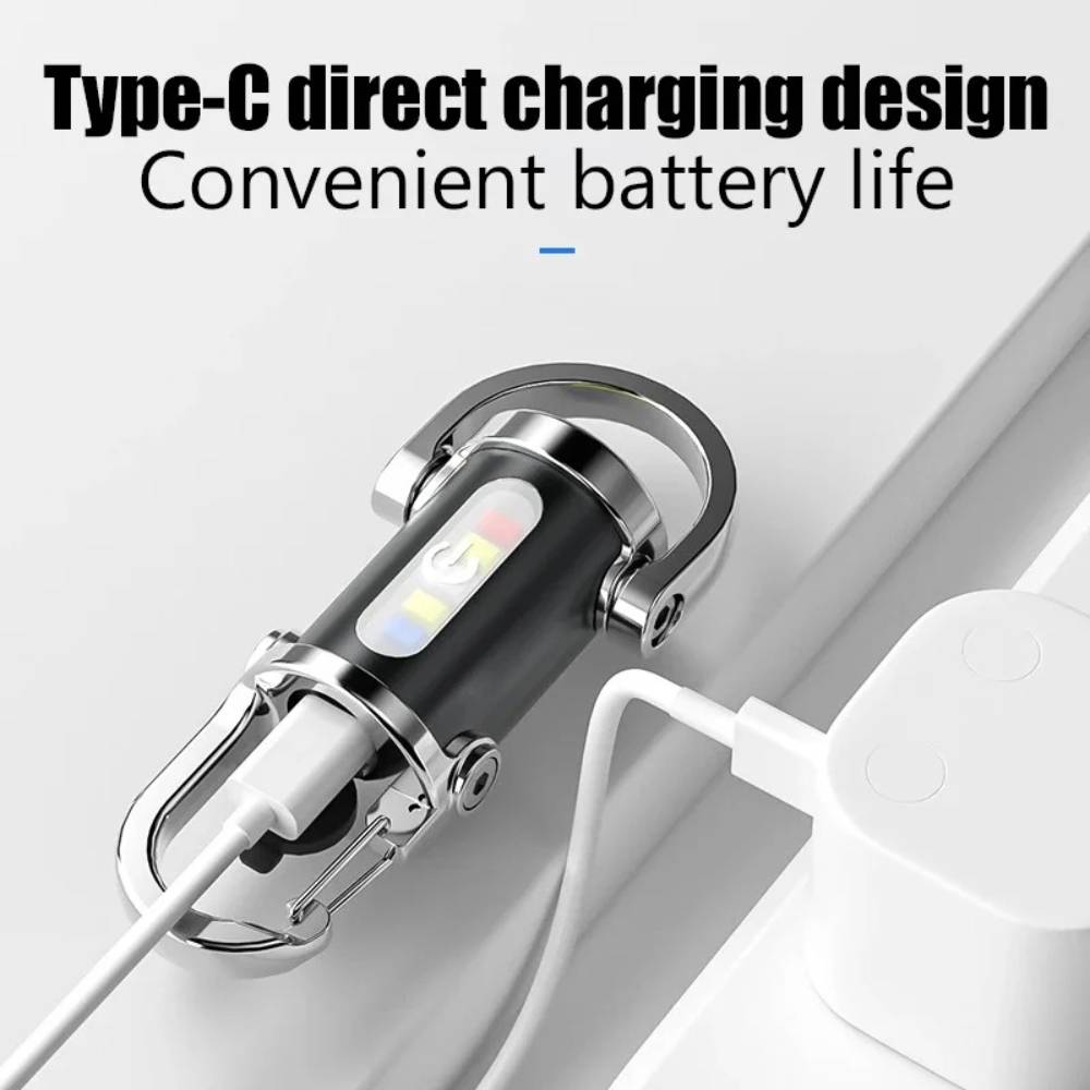 1-5PCS Powerful COB LED Flashlight Keychain USB Rechargeable Hanging Pocket Flashlight Waterproof Keyring For Camping Walking