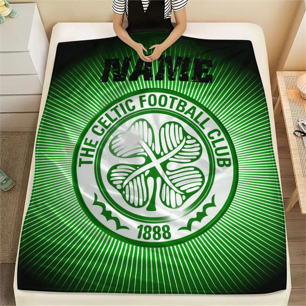 Custom Name,Celtic Football Club Printed Flannel Blanket, soft throw for bedroom sofa, washable, Christmas present, great gift.