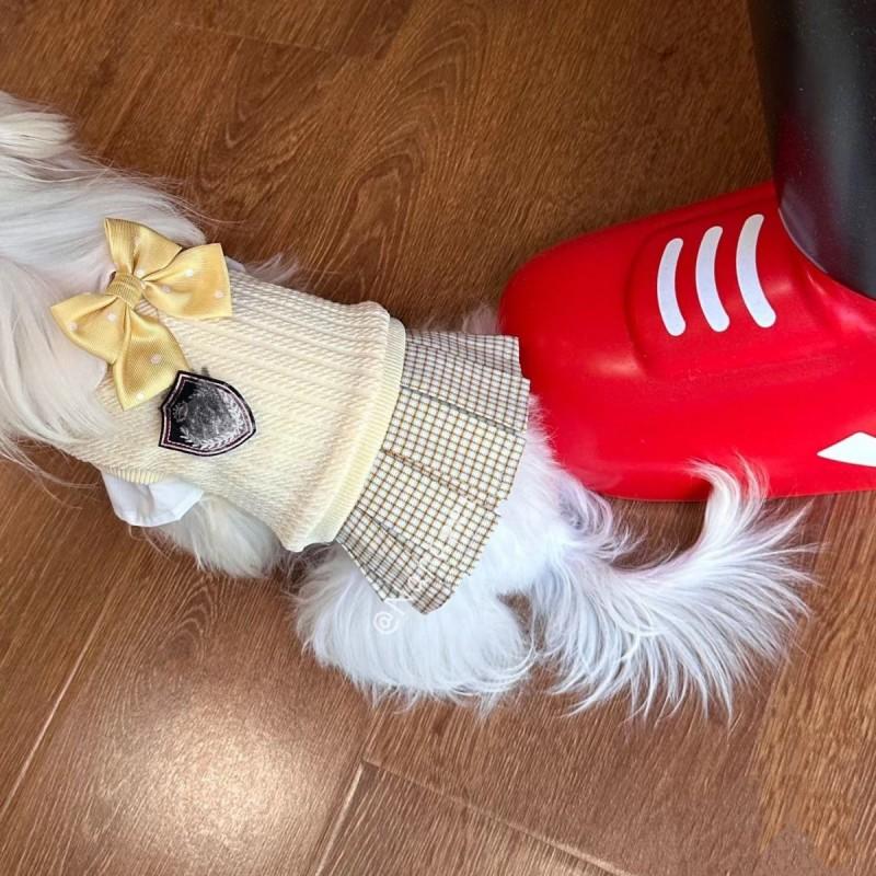 Pet Knit Sweater Dress Small Dogs Winter Warm Outfit Teddy Bichon Pomeranian Schnauzer