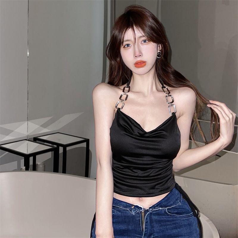 Trendy Women's Sexy Halter Crop Top Vest - High Waist, Dual Layer Summer Style