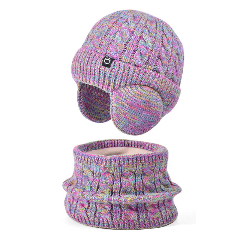 Winter Plush Thick Children's Hat, Scarf Gloves, Three Piece Set, Men's and Women's Outdoor Windproof Ear Protection, Warm Knitted Hat