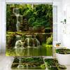 3D Natural Forest Landscape Printed Waterproof Fabric Bathroom Curtain Shower Curtains Set Anti-Skid Rugs Toilet Cover Bath Mat