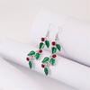 New Trendy Exquisite Christmas Leaf Drop Earrings Hook for Women Simple Rhinestone Earrings Xmas Party Jewelry Gifts