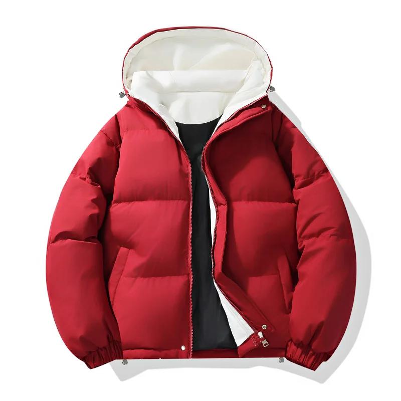 Herren Dicke Kapuzenparkas Herren Lässiger Lockerer Warmer Mantel Herren Baumwollgepolsterte Jacke Damen Parka Herren Streetwear Winter Oberbekleidung