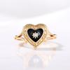 Fashion Gold Dark Ring, Epoxy Heart-Shaped Light Luxury Ring, Gothic Women'S Ring