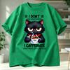 Funny Coffee Loving Cat Vintage Men's T-shirt Fun Quirky Style Humor Animal Graphic Unisex Trend Hip Hop Streetwear Tee Shirts