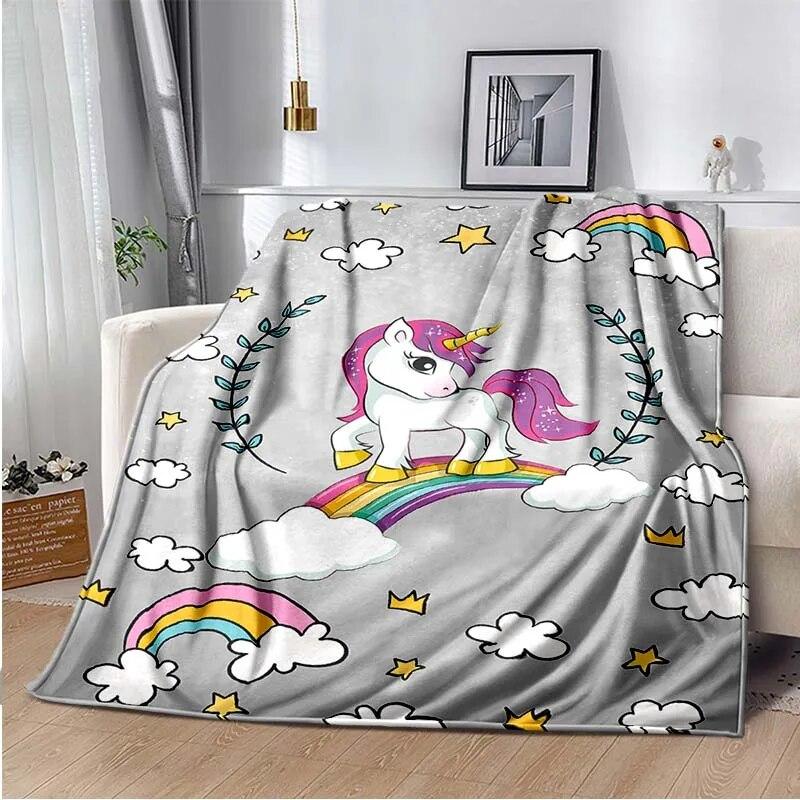 Cute Pink Unicorn Throws Blanket Sofa Blanket  Bedroom Living Room Decoration Blanket for Bed Picnic Blanket Throw Blanket