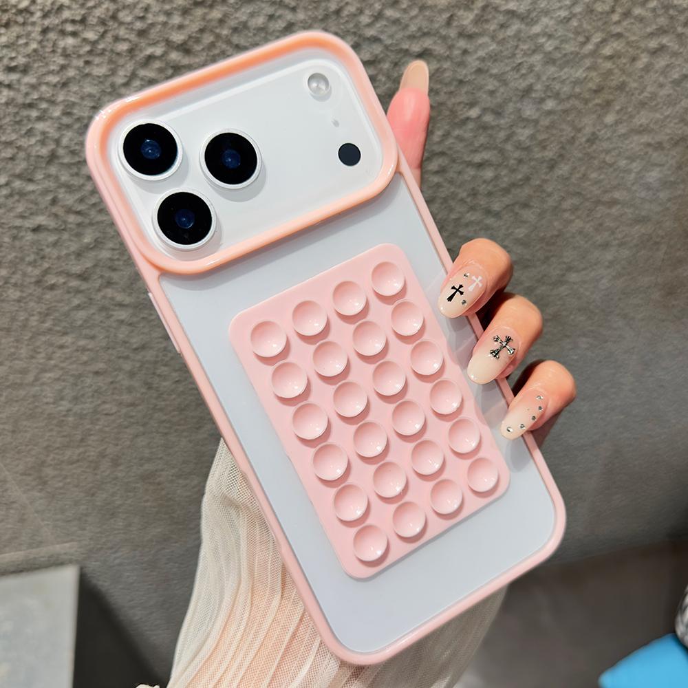3D Suction Cup Candy Color Phone Case For iPhone 17 16 15 14 Pro Max Air 16e 11 12 13 7 8 Plus XS XR X SE Shockproof Clear Cover