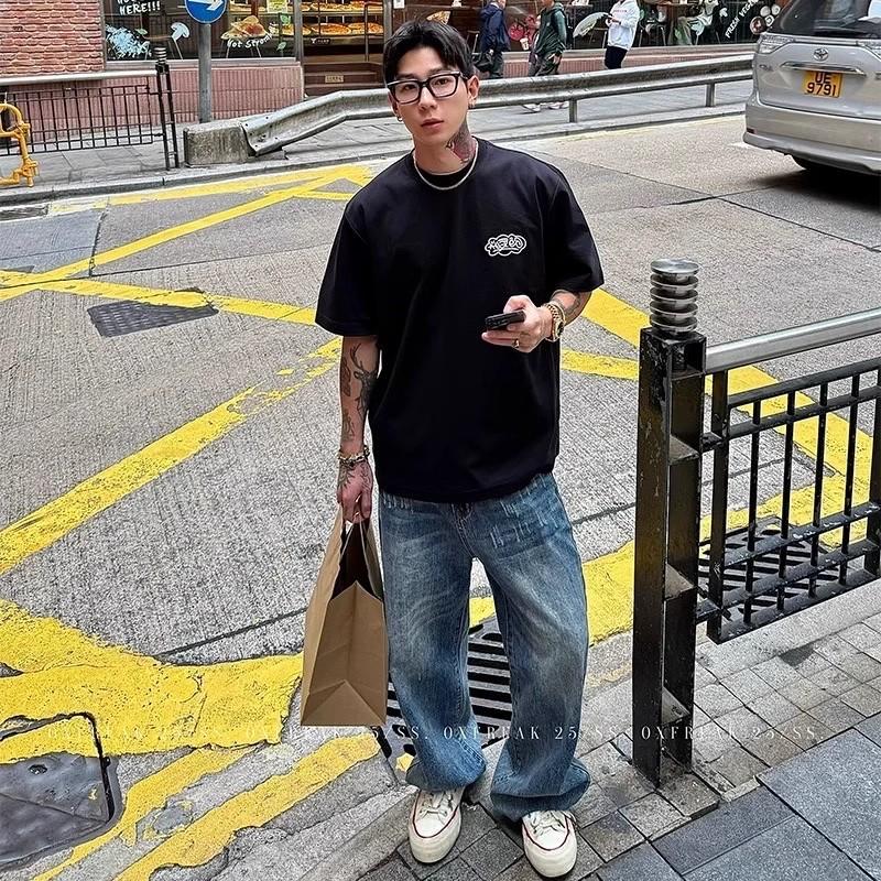 Short Sleeve T Summer T-shirt for Young Men and Women ins Trendy Street Style Loose Crew Neck Top with Trendy Print Versatile T T-shirt