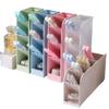 Transparent Minimalist Pen Holder - Four-Compartment Slanted Desk Organizer.