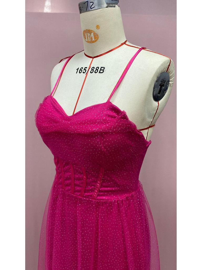 2025 European and American Women's Gold Sprinkled Sleeveless Tube Top Long Skirt Swing Dress