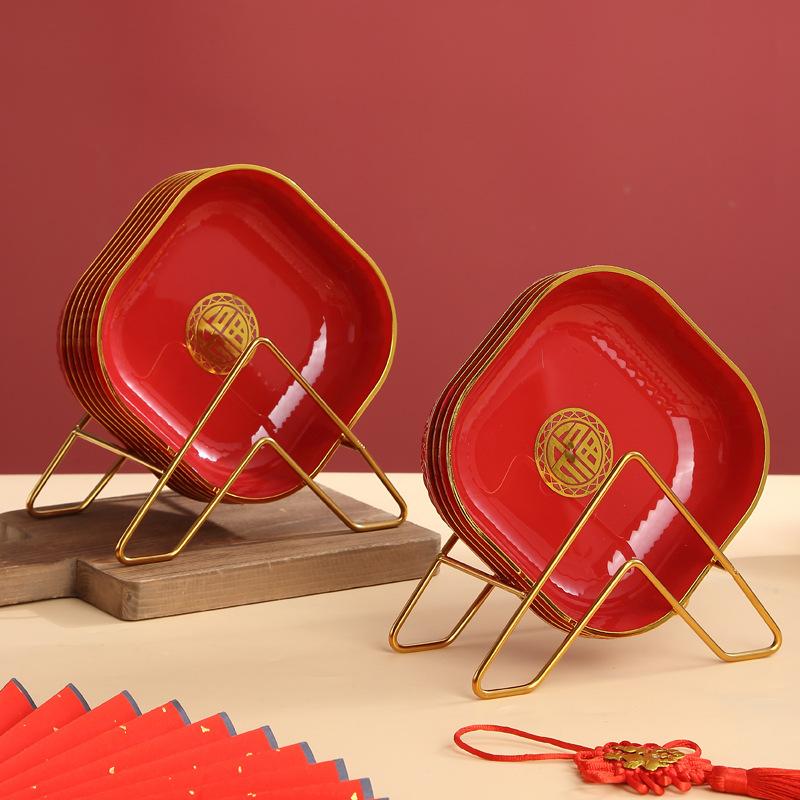 House Warming Fruit Plate Festive Red Wedding Wedding Plate Wedding Wedding New Home Entry Chinese New Year Dried Fruit Plate Fruit Plate