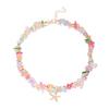 Summer explosion natural gravel necklace female bohemian color rice beads imitation shell starfish card neck chain