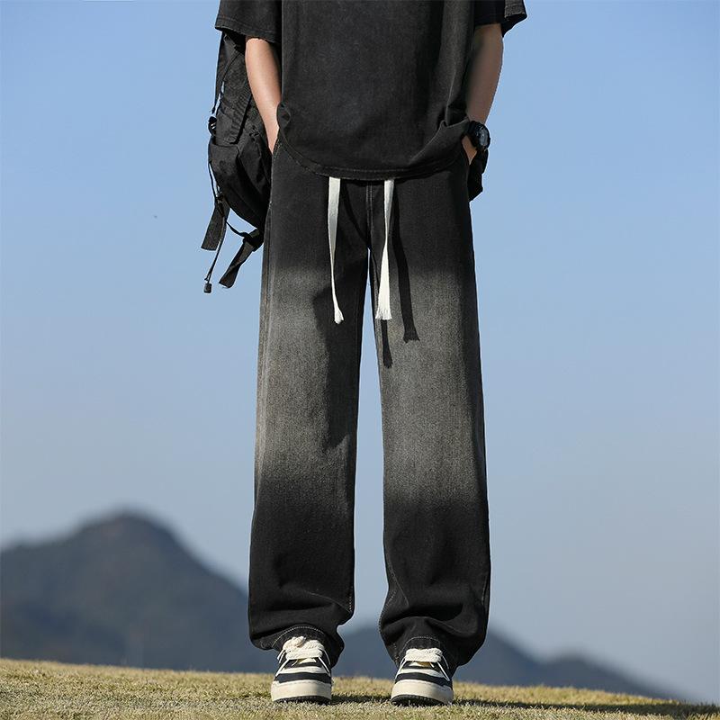 

Джинсы с эффектом градиентной стирки, мужские, весна-осень, новые американские брюки High Street, свободные прямые повседневные брюки 3XL