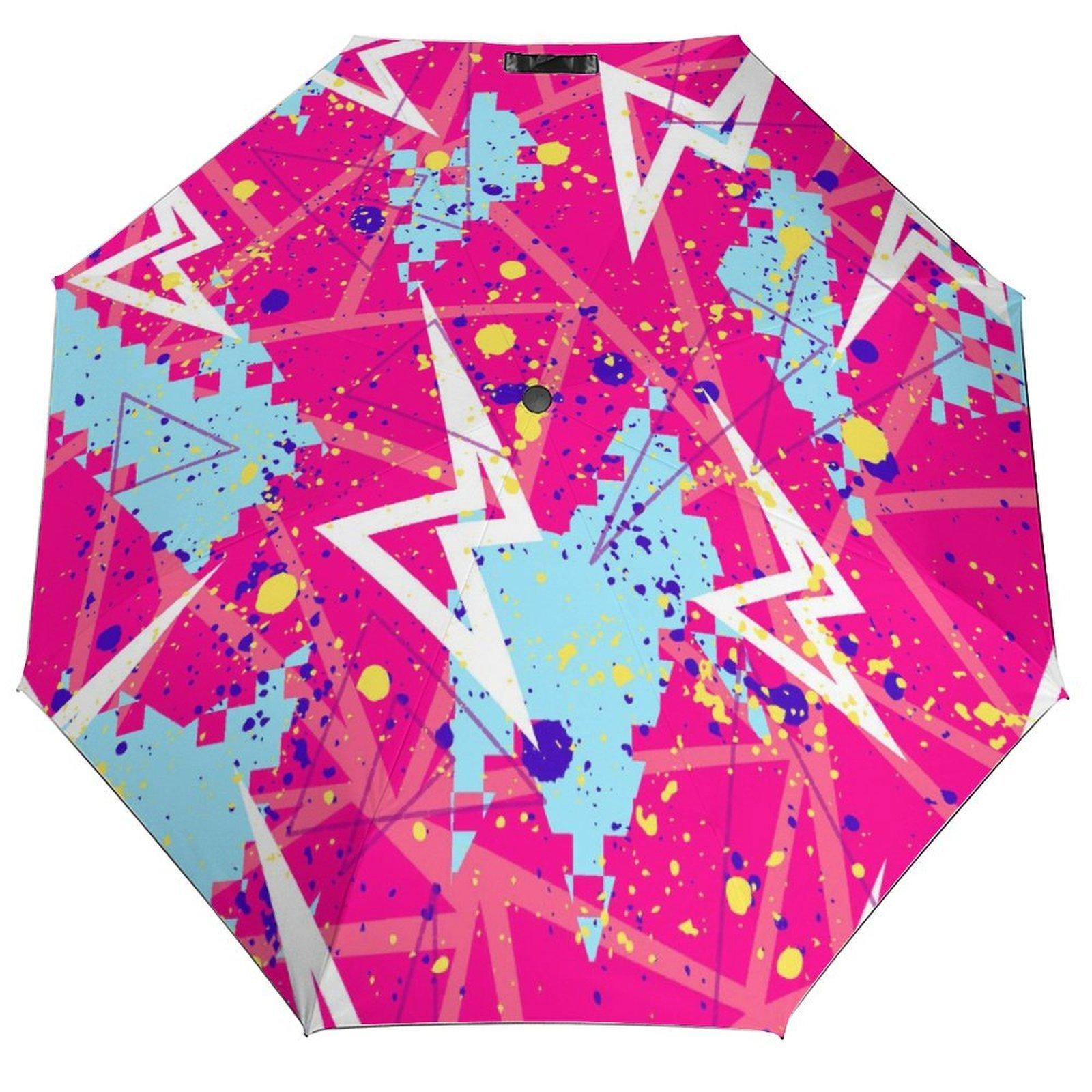 

1 шт. Автоматический зонт с ветроустойчивыми спицами и быстросохнущей поверхностью для путешествий на открытом воздухе с креативным граффити-прикосновением чёрный