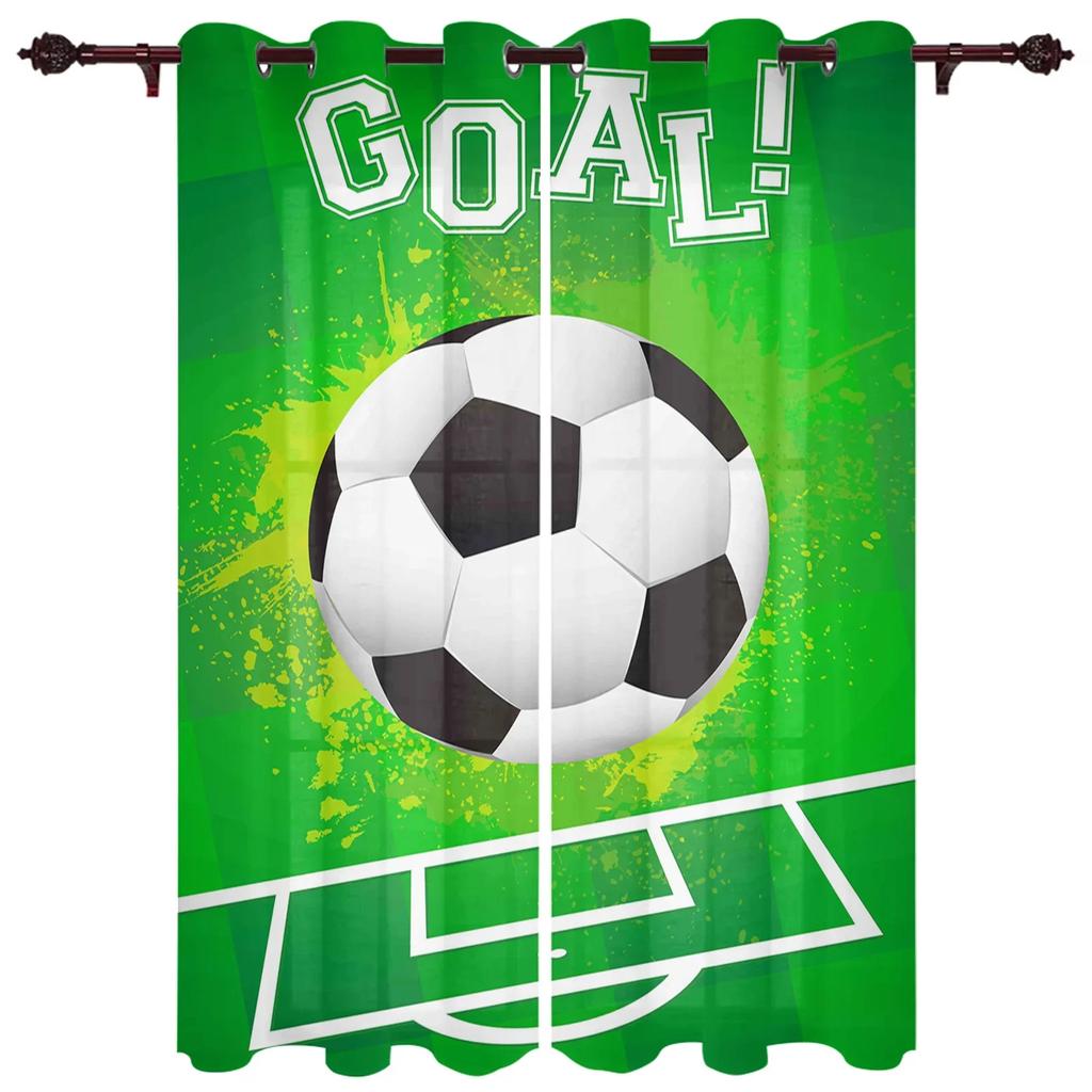 Fotbollsplan Design Gröna Gardiner för Sovrum Vardagsrum Draperier Kök Barnrum Fönstergardin Heminredning