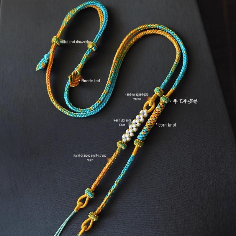 Bernstein Jade Dzi Perlen Acht Schätze Halskette mit Glücksanhänger