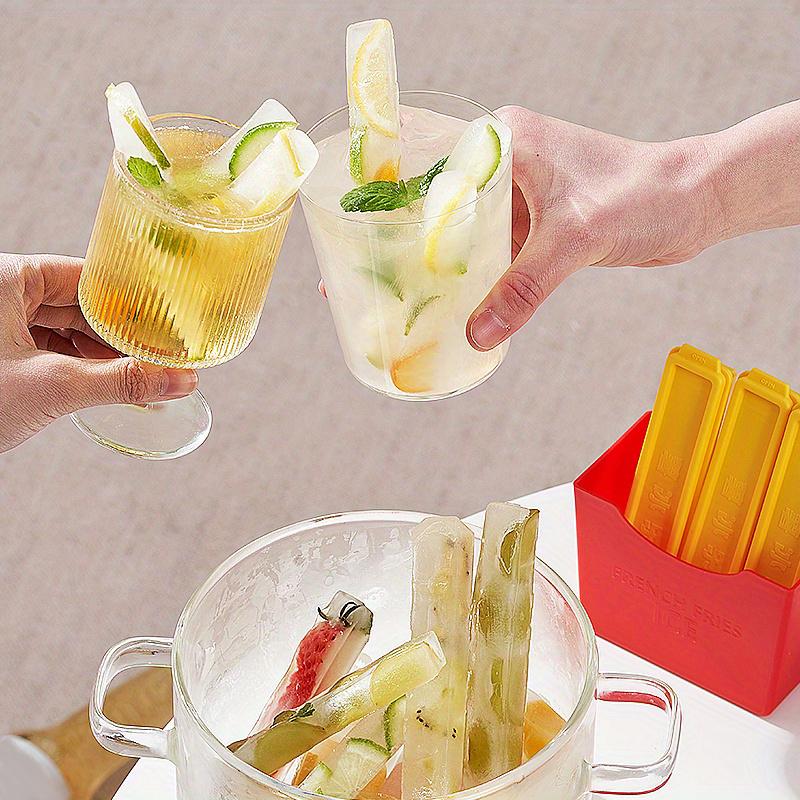 7pcs/set French Fries Shape Ice Mould Bar Grinding Tool Homemade Ice Cube Summer 6pcs Ice Grid 1pc box
