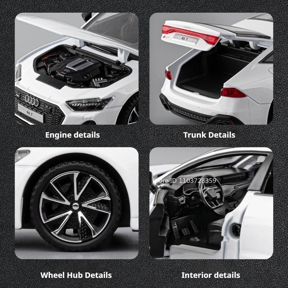 1:32 Scale Rs7 A6L Model Toy Cars Metal Diecast Doors Opened Pull Back Exquisite Interior Decoratio Vehicles For Friends Gifts