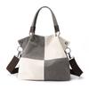 Canvas-Tasche für Damen mit Kontrastpanel und Reißverschluss für den täglichen Gebrauch